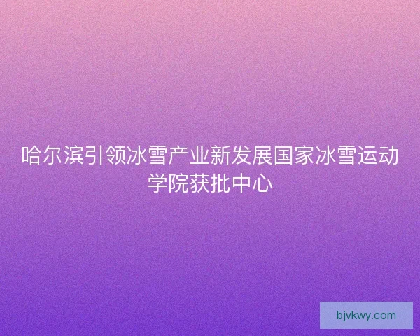 哈尔滨引领冰雪产业新发展国家冰雪运动学院获批中心